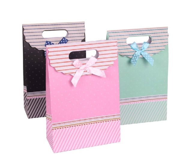 eco-friendly jewelry gift paper bag shopping cute art paper bag die cut handle