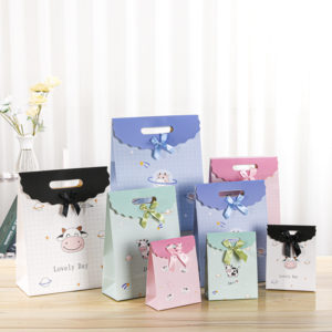 eco-friendly jewelry gift paper bag shopping cute art paper bag die cut handle