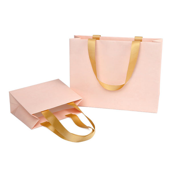 eco-friendly jewelry gift paper bag shopping luxury paper bag ribbon handle