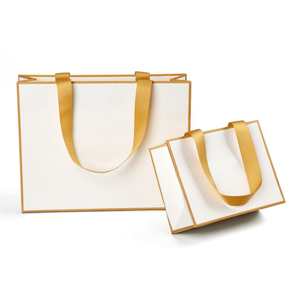 eco-friendly jewelry gift paper bag shopping luxury paper bag ribbon handle