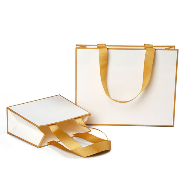 eco-friendly jewelry gift paper bag shopping luxury paper bag ribbon handle