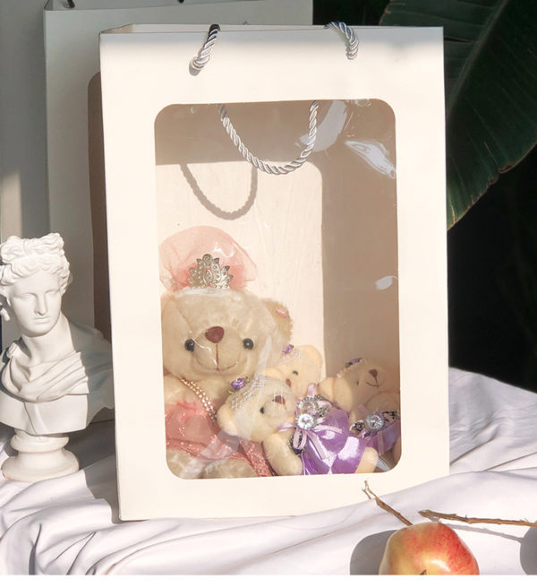 eco-friendly jewelry gift paper bag shopping luxury paper bag pvc window nylon rope