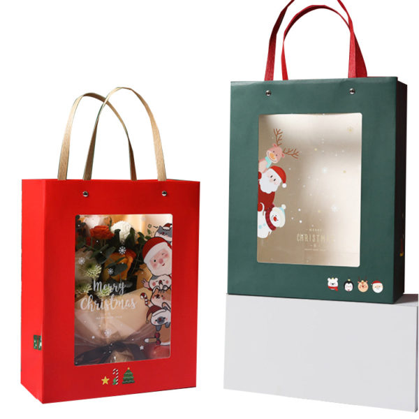 eco-friendly jewelry gift paper bag shopping luxury paper bag pvc window rivet handle