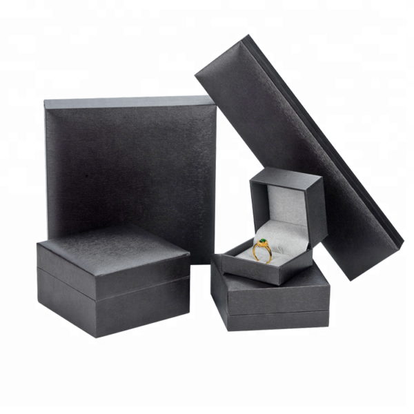 leather paper plastic black jewelry box for ring bangle pendant bracelet