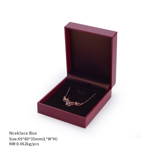 high quality red leather paper plastic black jewelry box for ring bangle pendant bracelet