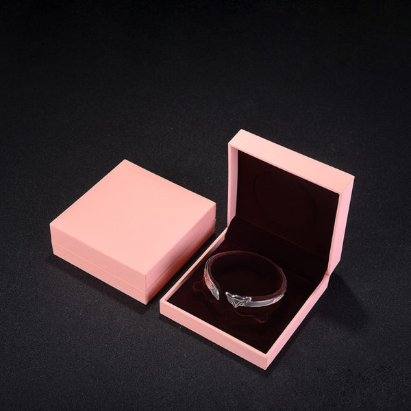 pink smooth touching paper velvet plastic jewelry box for ring bangle pendant bracelet necklace