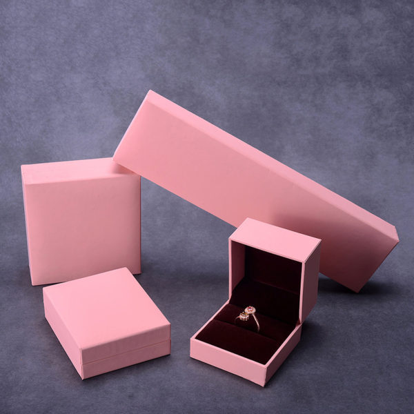 pink smooth touching paper velvet plastic jewelry box for ring bangle pendant bracelet necklace