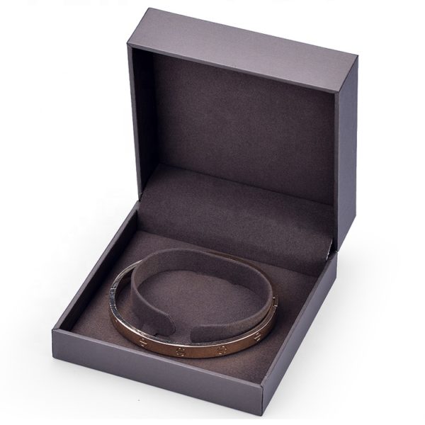 grey smooth touching paper microfiber plastic jewelry box for ring bangle pendant bracelet necklace