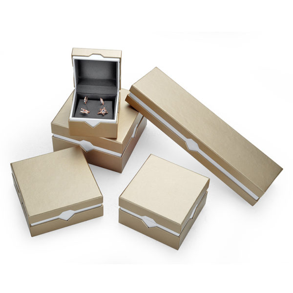 satin cloth plastic champagne jewelry box for ring bangle pendant bracelet necklace