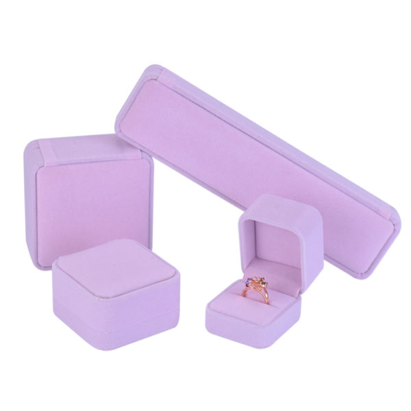 velvet plastic rounded angle jewelry box for ring bangle pendant bracelet necklace