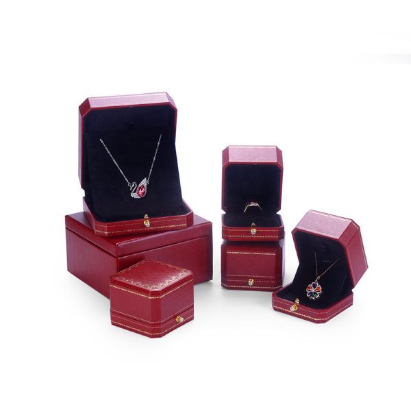 famous pu leather paper plastic polygon jewelry box for ring bangle pendant bracelet necklace