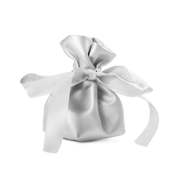 ribbon bow pu leather jewelry pouch gift packaging