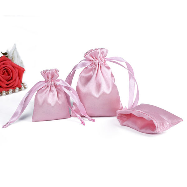 ribbon drawstring rope satin jewelry pouch silk bag gift packaging